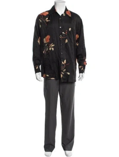 Pre-owned Our Legacy Floral Print Long Sleeve Dress Shirt In Black