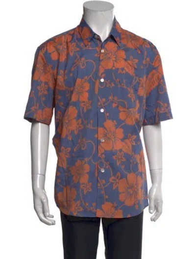 Pre-owned Our Legacy Floral Print Short Sleeve Shirt In Blue