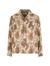 Our Legacy Heusen Oversized Convertible-collar Floral-print Linen Shirt In Brown