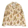 Our Legacy Heusen Oversized Convertible-collar Floral-print Linen Shirt In Brown
