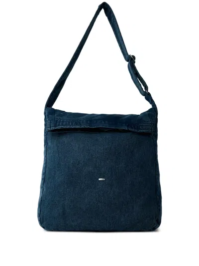 Our Legacy Fold-over Denim Messenger Bag In Blue