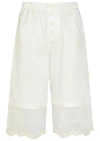 Our Legacy Frill Embroidered Woven Shorts In White