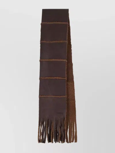 OUR LEGACY FRINGED RECTANGULAR SCARF SHEARLING LINING