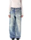 Our Legacy Wide Fit Digital Denim Print Trousers In Blue
