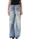 Our Legacy Wide Fit Digital Denim Print Trousers In Blue