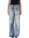 Our Legacy Wide Fit Digital Denim Print Trousers In Blue