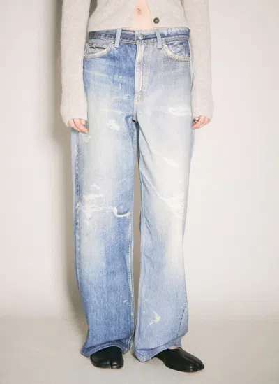 Our Legacy High Waist Boyfriend Jeans With Distressed Finish In Blue