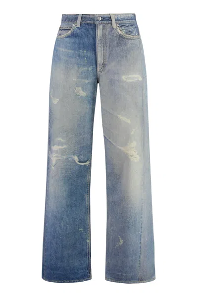 Our Legacy Full Cut Jeans In Digital Denim Print In Blue