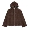 OUR LEGACY FULL ZIP BOSTON CHECK HOODIE IN BROWN