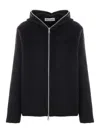 Our Legacy Textured Full Zip Hood Sweatshirt With Cozy Hood In Black