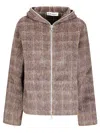 Our Legacy Check-pattern Hooded Zip-up Jacket In Brown