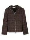 Our Legacy Checkered Knitwear With Hood And Long Sleeves In Brown