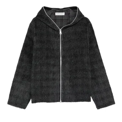 Pre-owned Our Legacy Full Zip Hood 'fuzzed Plum Check' | Multi-color | Men's Size 50