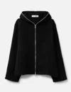 Our Legacy Textured Full Zip Hood Sweatshirt With Cozy Hood In Black