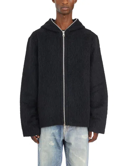 Our Legacy Full Zip Hood Sweater In Black