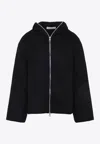Our Legacy Textured Full Zip Hood Sweatshirt With Cozy Hood In Black