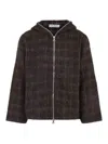 Our Legacy Hairy Wool Check Zip-up Sweatshirt In Brown