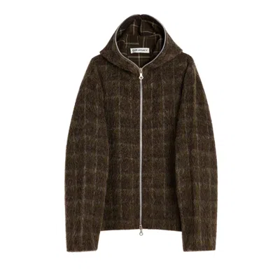 Pre-owned Our Legacy Full Zip Hoodie 'dorf Check' | Brown | Men's Size 52