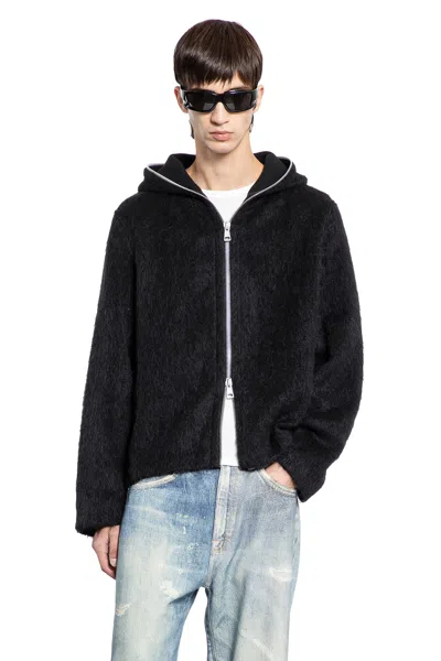 Our Legacy Full Zip Hoodie In Hairy Wool In Black