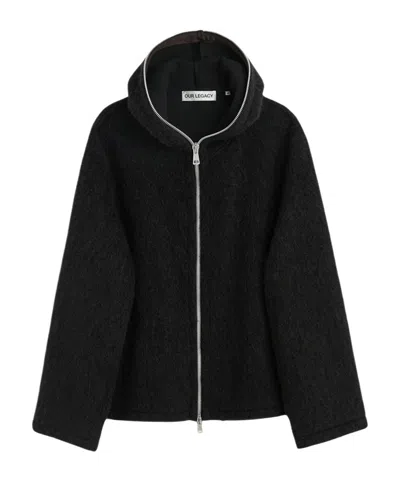 Our Legacy Full Zipper Knitted Cardigan In Black