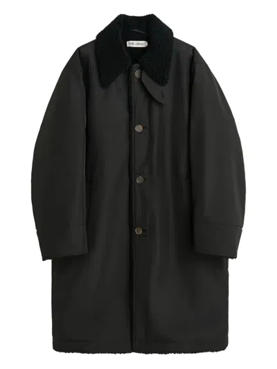 Our Legacy Funnel-neck Buttoned Coat In Black