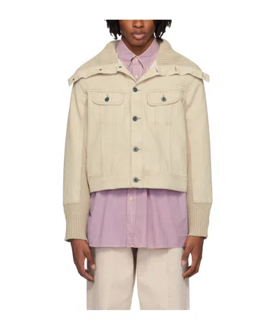 Our Legacy Off-white Fuse Denim Jacket In Ghost Attic Wash Den