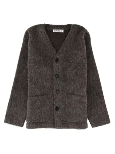 Our Legacy Fuzzy Button-front Cardigan Jacket In Brown