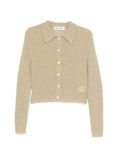 Our Legacy Fuzzy-knit Collared Cardigan In Brown
