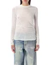 Our Legacy Sheer Ruched Long Sleeve T-shirt In White