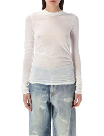 Our Legacy Gathered Slim-fit Longsleeve In Lightweight Organic Cotton In White