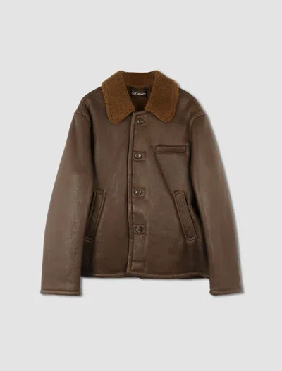 Our Legacy Brown Alaska Shearling Jacket In Rustic Grain Brown Shearling