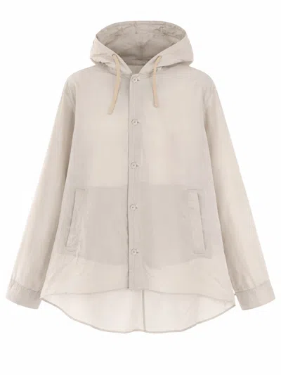 Our Legacy Black Rover Shirt Hooded Cupro Jacket In White