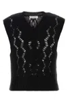 Our Legacy Black Wool V-neck Pullover In Black Fisherman Wool