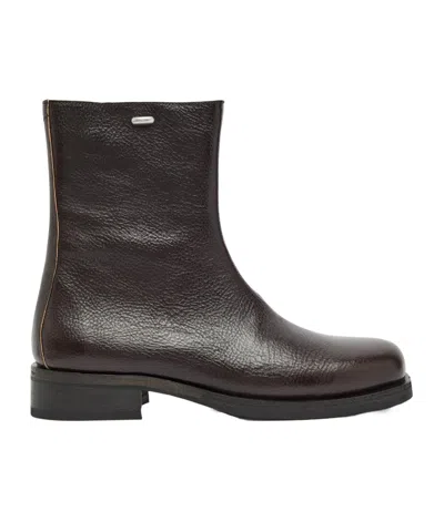 Our Legacy Grain Leather Ankle Boots In Brown
