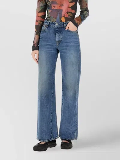 Our Legacy Graphic Print Sheer Fabric Slim Fit In Blue