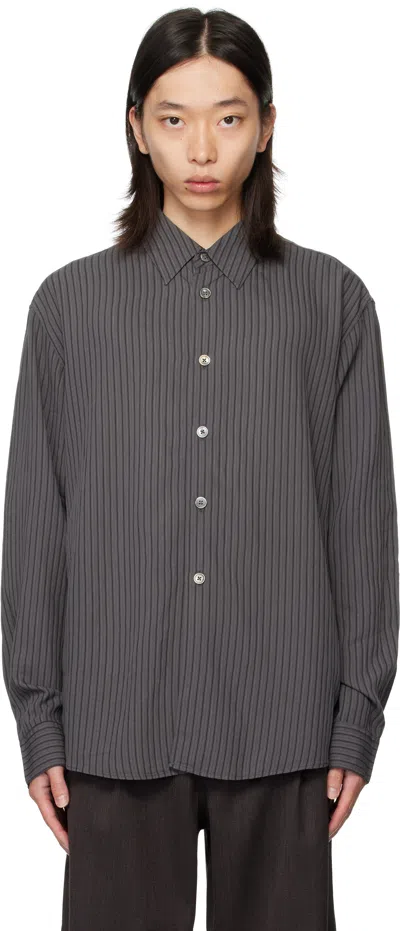 Our Legacy Contrasting Striped Shirt In Gray
