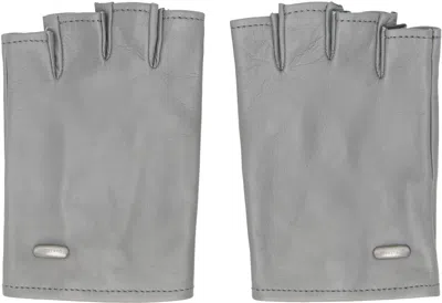 Our Legacy Gray Biker Gloves In Pearl Leather
