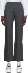 Our Legacy Gray Biker Trousers In Ash Grey Pinstripe