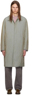 Our Legacy Gray Blithe Coat In Shining Olive Crinkl