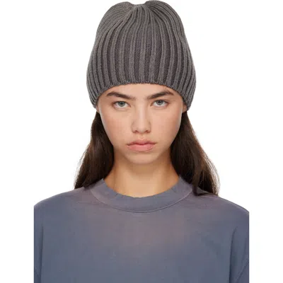 Our Legacy Gray Boston Beanie In Sage Stripe Dry Meri