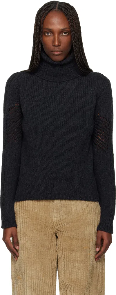 Our Legacy Gray Cage Rollneck Turtleneck In Black