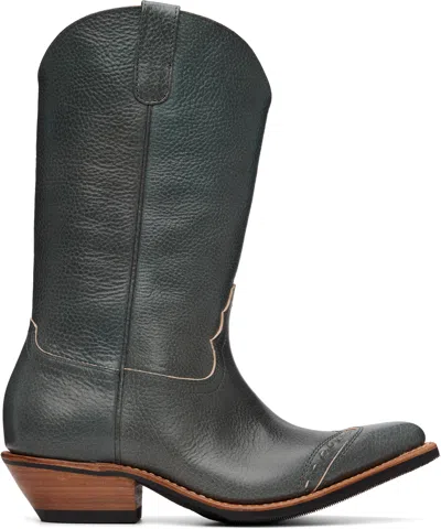 Our Legacy Gray Consultant Boots In Green