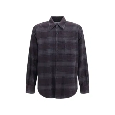 Our Legacy Above Checked Cotton Flannel Shirt In Purple