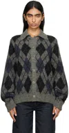 Our Legacy Evening Argyle Brushed Alpaca-blend Cardigan In Soft Duke Argyle