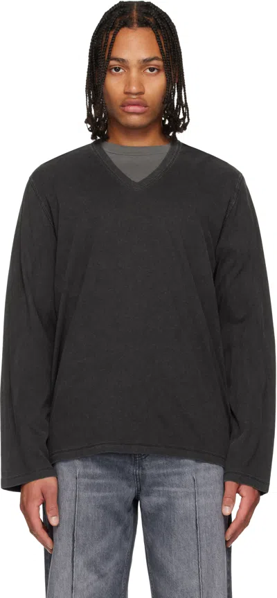 Our Legacy Gorge V-neck Long-sleeve T-shirt In Black