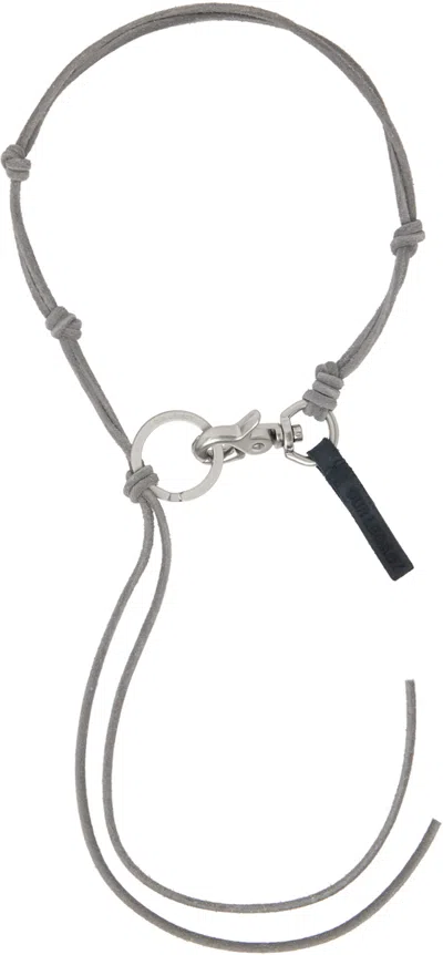 Our Legacy Gray Ladon Necklace In Hot Lavender Leather