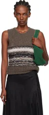 Our Legacy Pleaser Striped Mohair And Wool-blend Tank In Gray