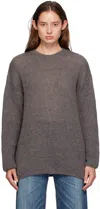 Our Legacy Gray Popover Roundneck Sweater In Falcon Grey Alpaca