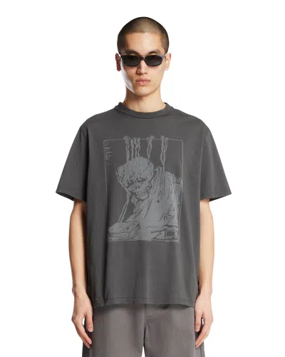 Our Legacy Men S Box T-shirt Angry Fan Mail Print In Gray