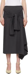 Our Legacy Gray Sash Midi Skirt In Dark Grey Melange